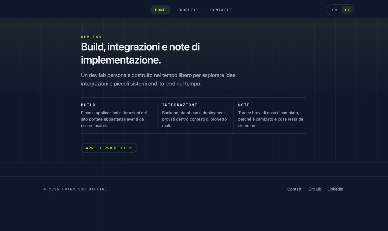 La home della seconda versione del sito.